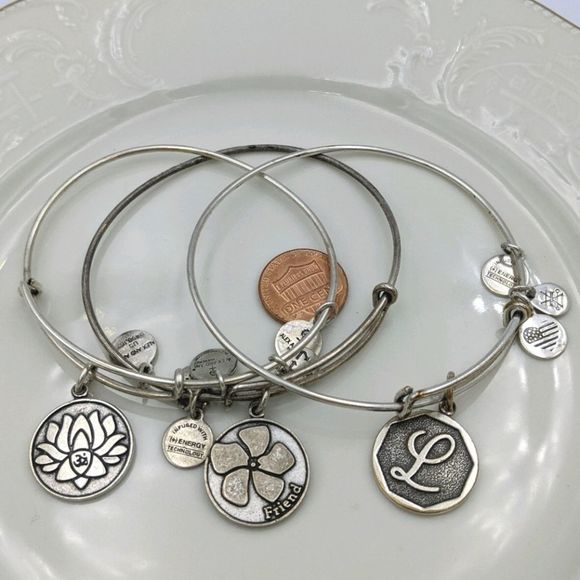 Alex and Ani Rafaleian Silver Set of 3 Bracelets - Picture 1 of 13